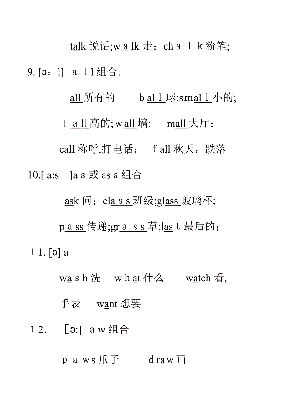 小学英语-常用字母或字母组合发音规律_第4页