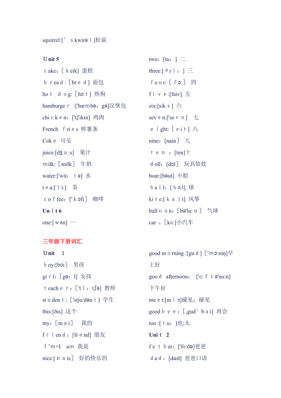 人教版小学英语单词汇总_第2页