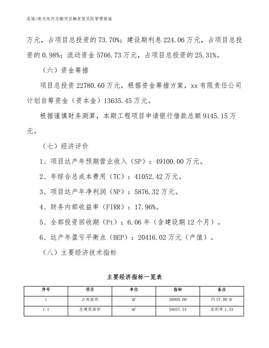 高光纯丙交酯项目融资型风险管理措施_第5页