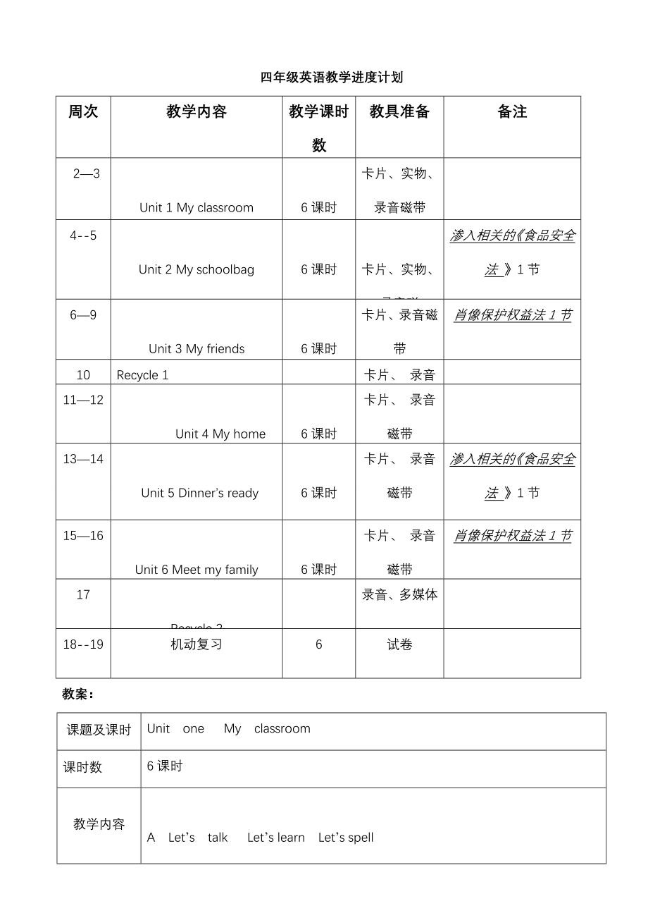 PEP小学四年级英语上册教案全册_第1页