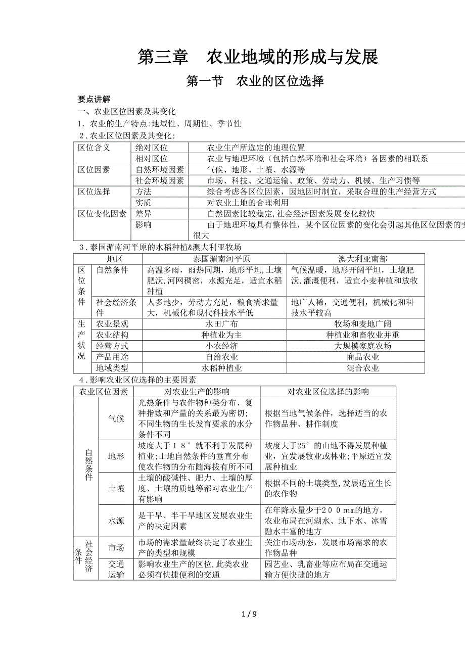 第三章农业地域的形成与发展_第1页