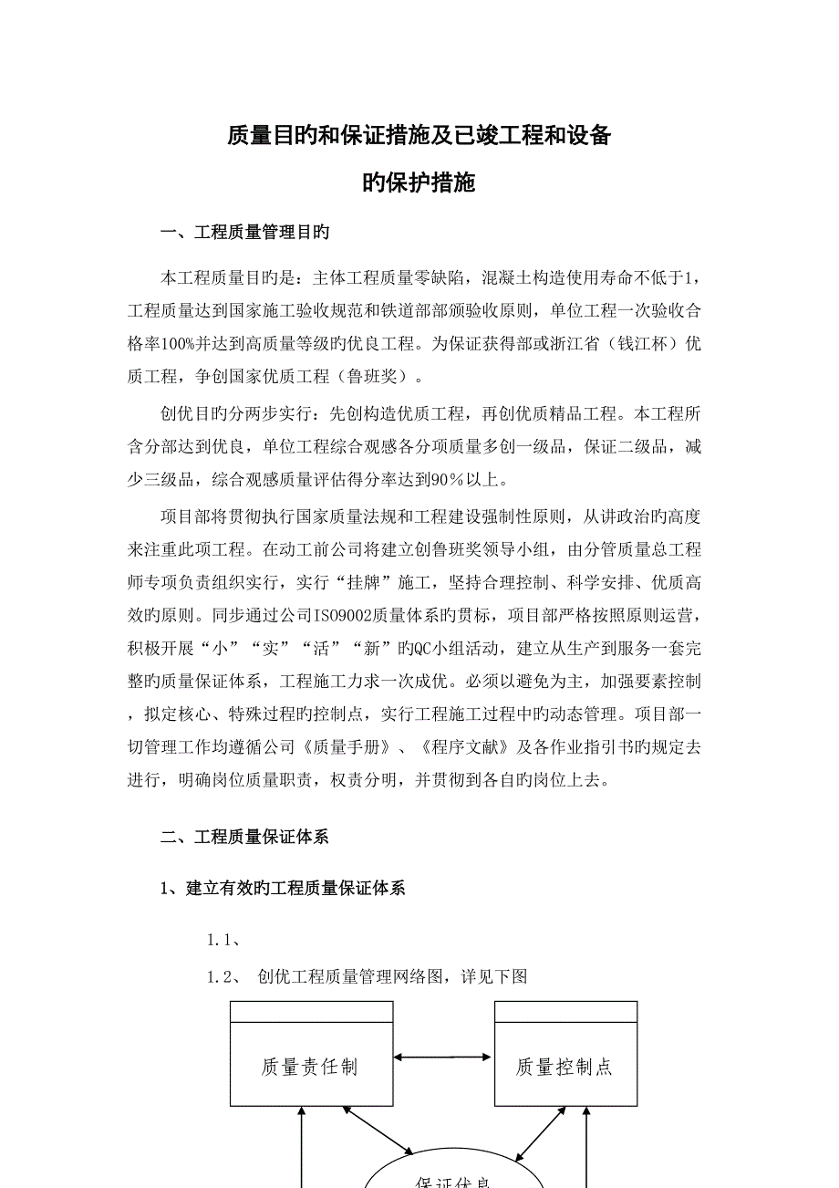 铁路站房工程质量目标和保证措施及已完成工程和设备_第1页