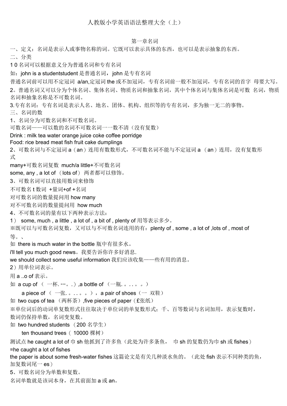 人教版小学英语语法整理大全_第1页