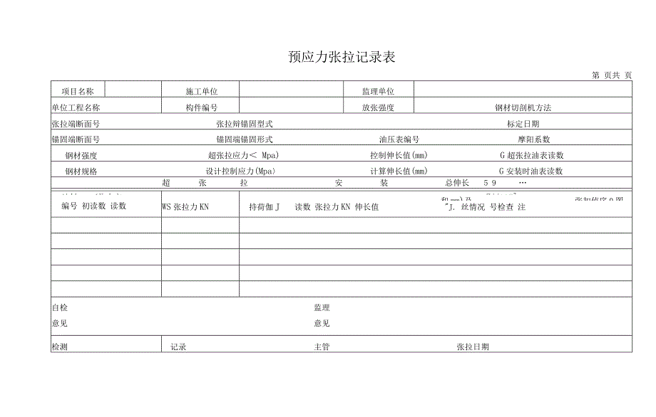 预应力张拉记录表（标准版本）.docx_第1页