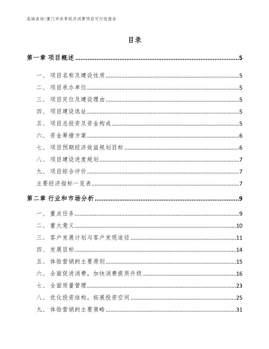 厦门市共享经济消费项目可行性报告_第1页