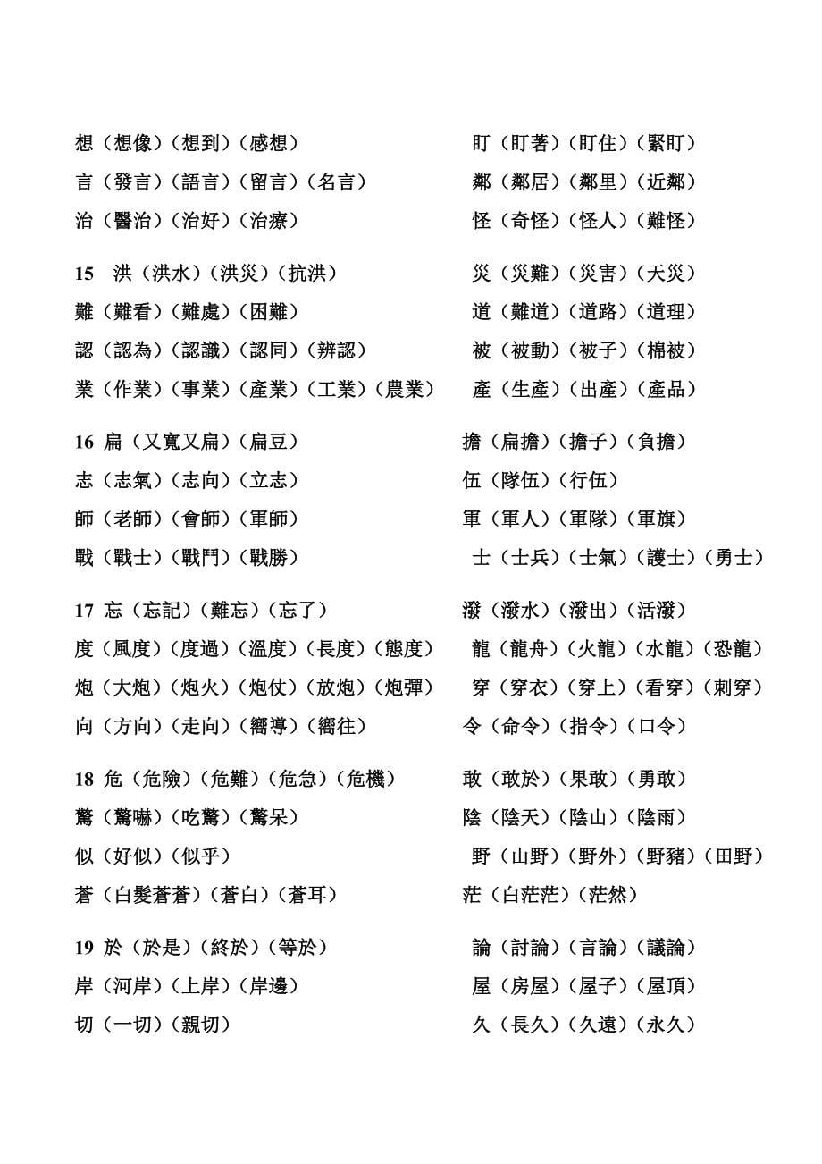 最新2017人教版二年级上册语文生字表组词_第5页