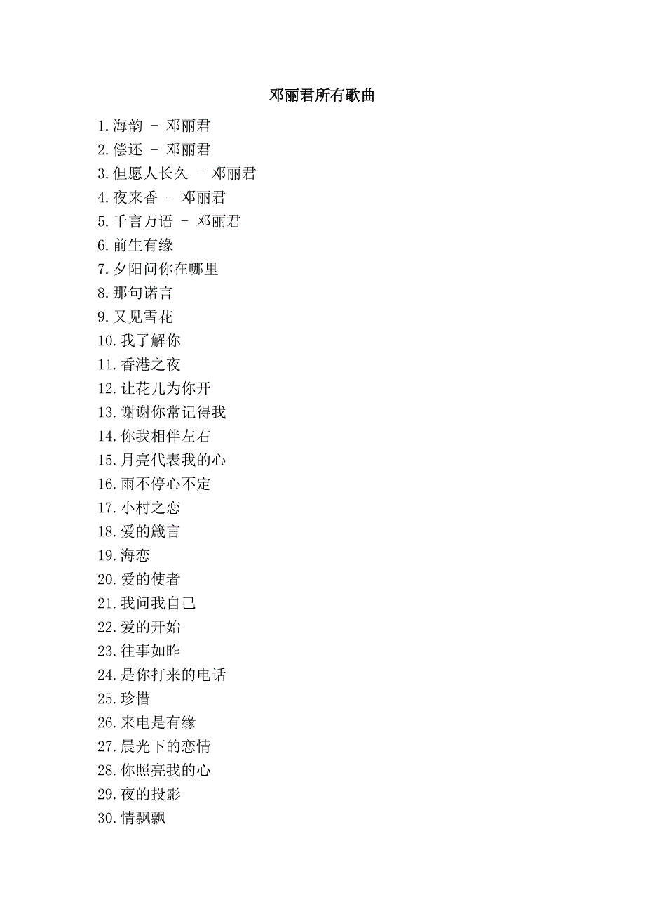 邓丽君所有歌曲.doc_第1页
