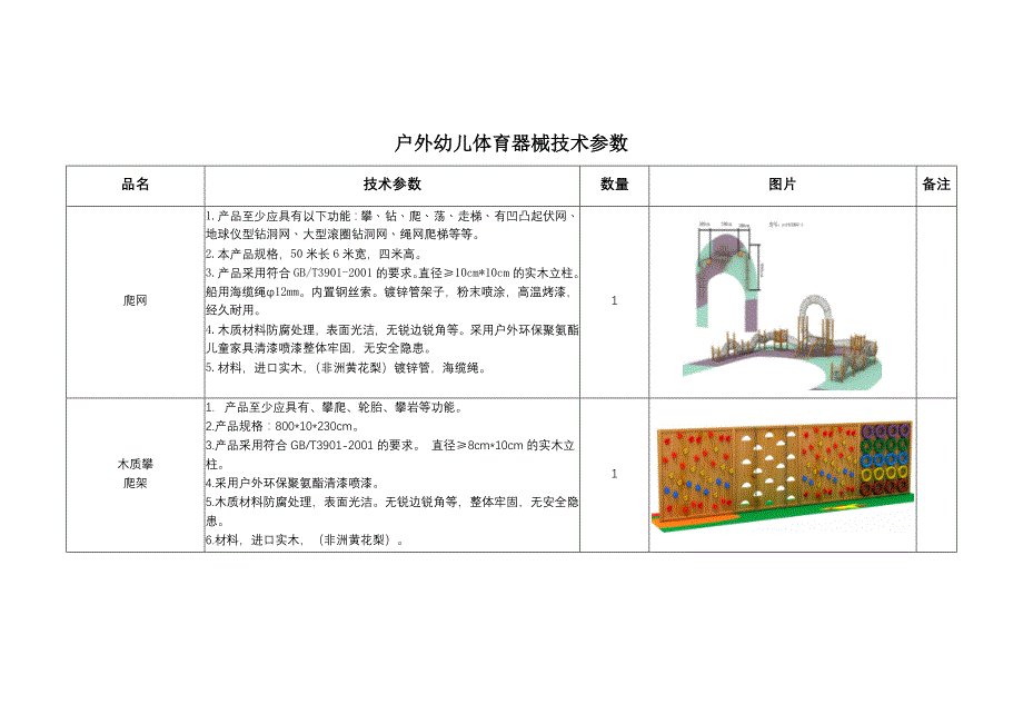 户外幼儿体育器械技术参数_第1页