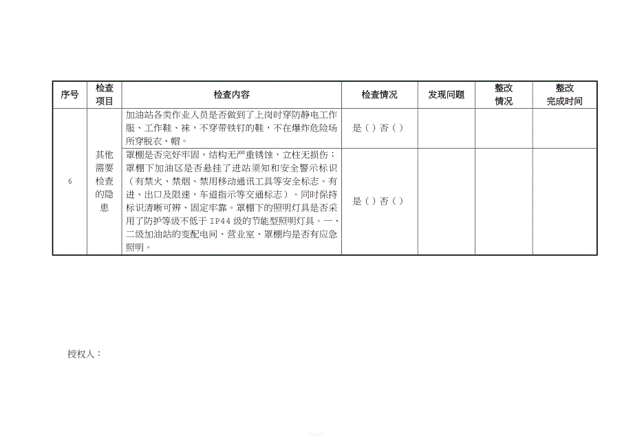 加油站安全隐患自查自纠报告表.doc_第4页