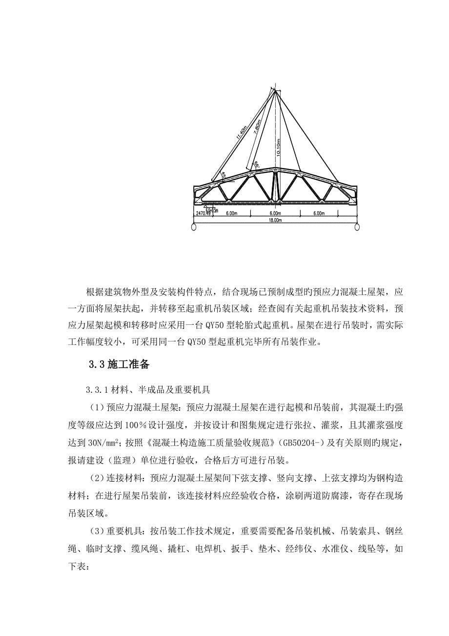 折线型预应力屋架吊装综合施工专题方案正稿_第5页