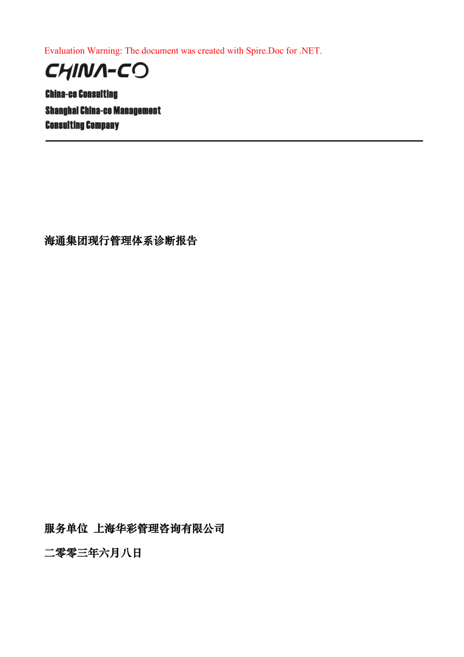 某某集团现行管理体系诊断报告--华彩咨询集团经典案例下载_第1页