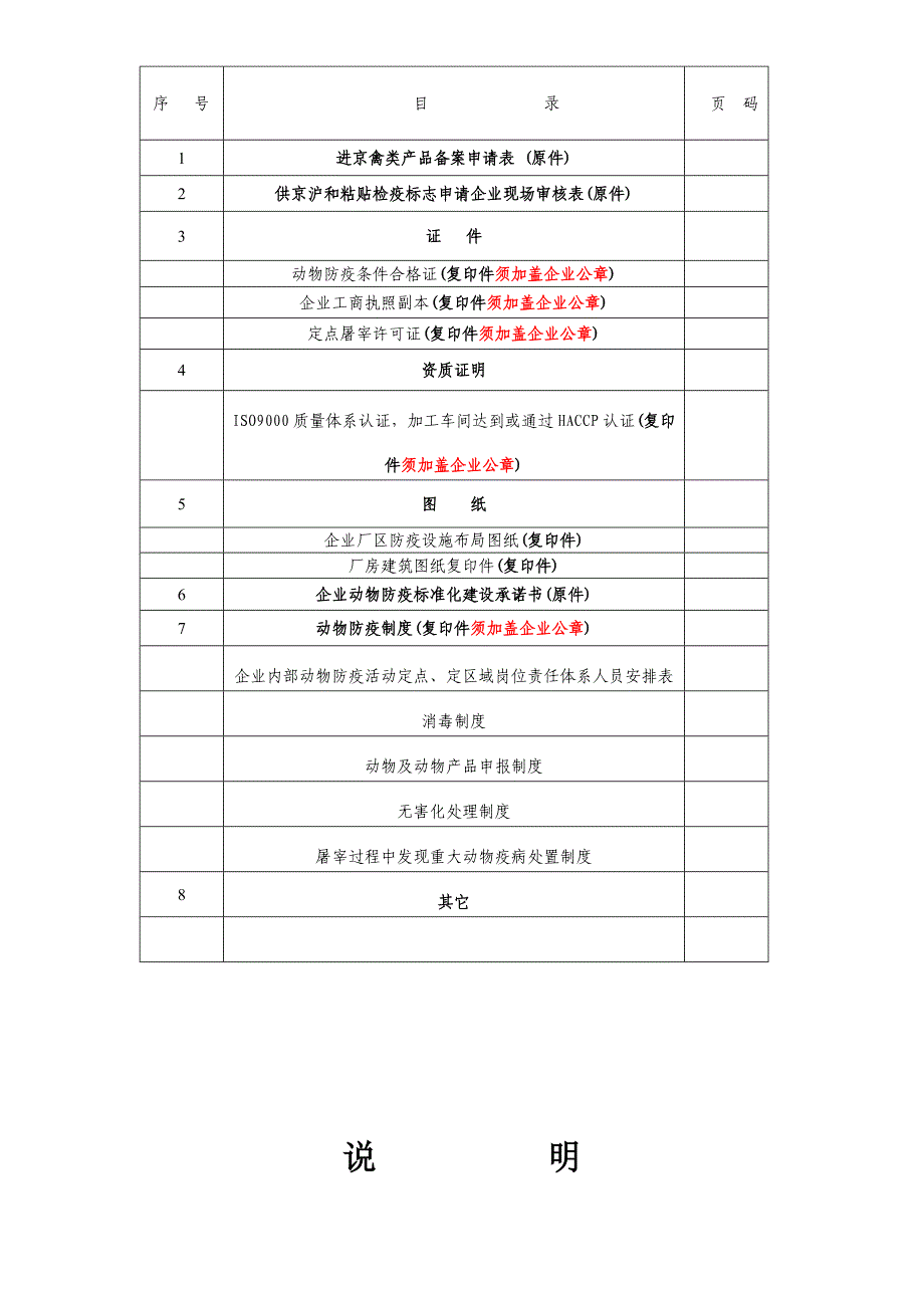 供京禽类屠宰加工企业资格备案申请审核报评材料_第2页