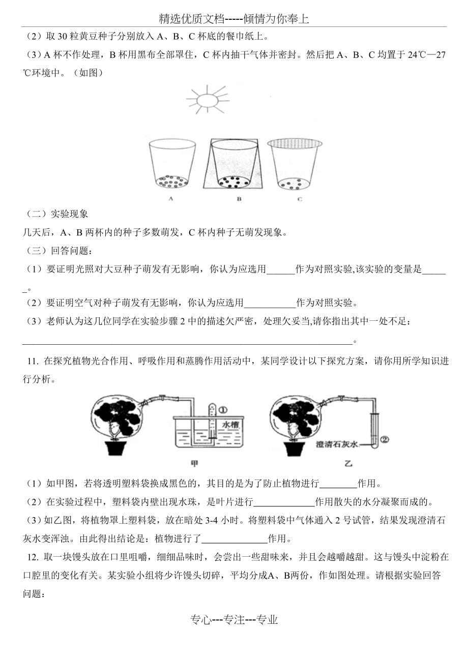 备战2011生物中考-实验探究题专题复习精炼(共62页)_第5页