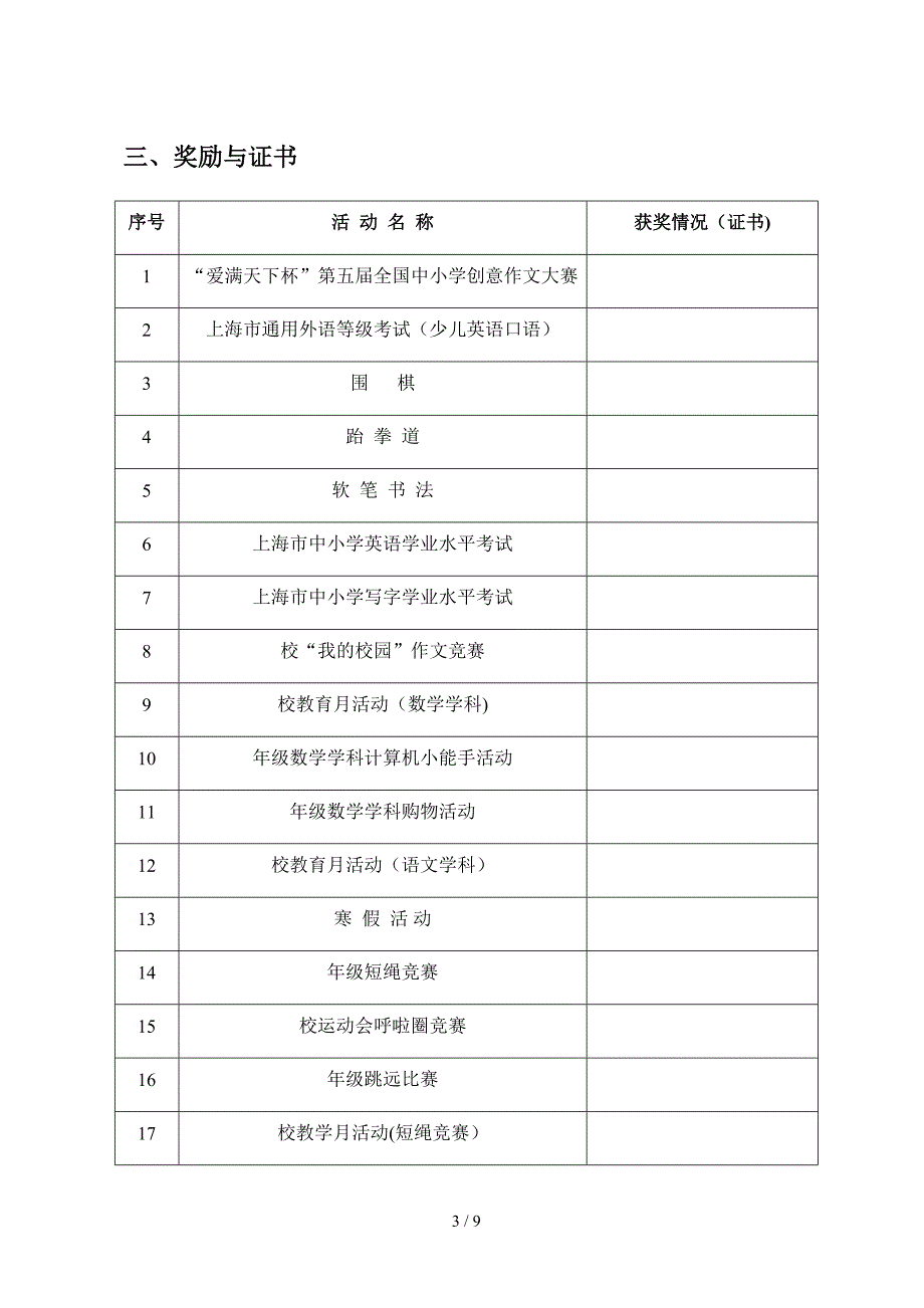 小升初简历模板(一)_第4页