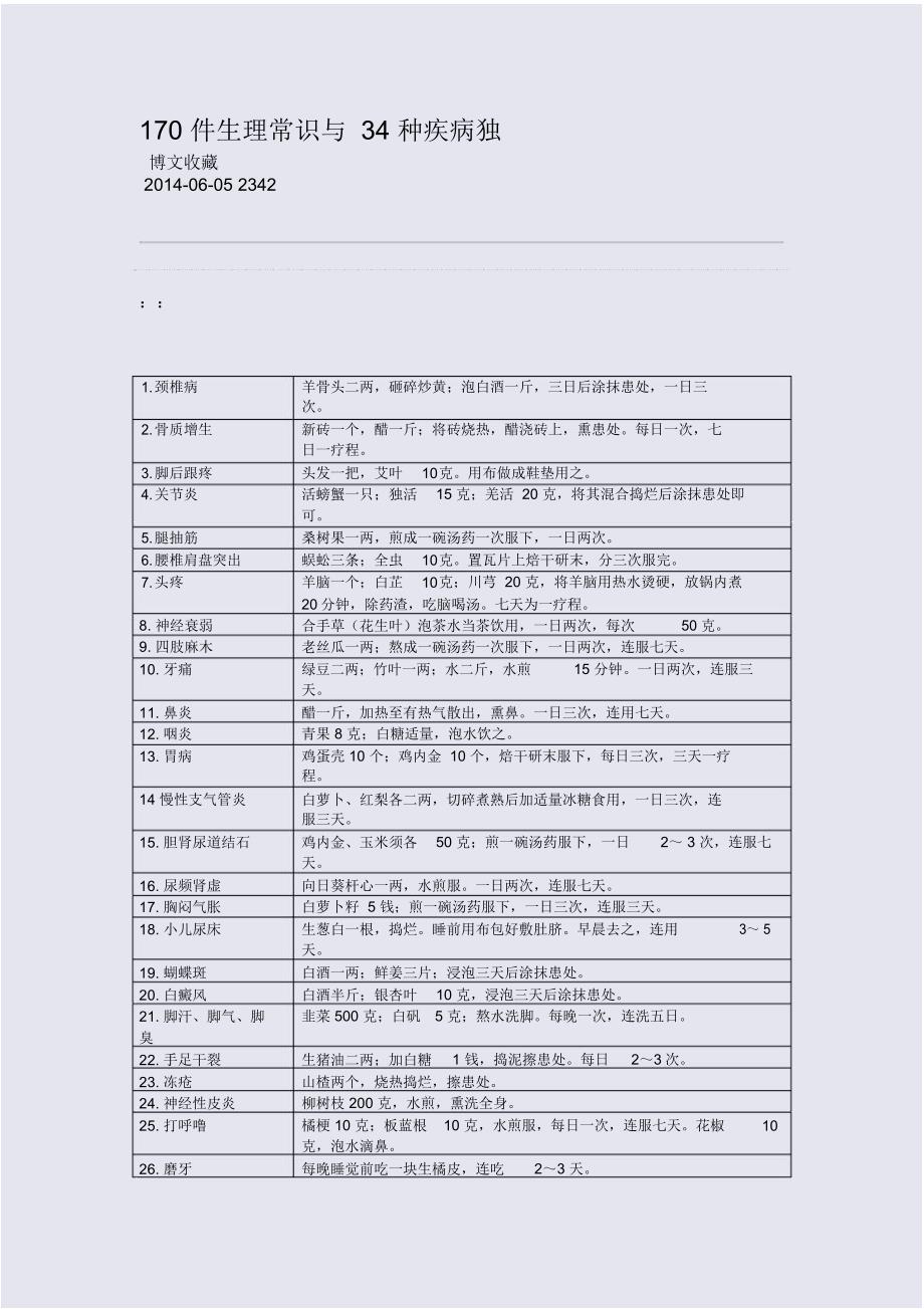 170件生理常识与34种疾病独_第1页