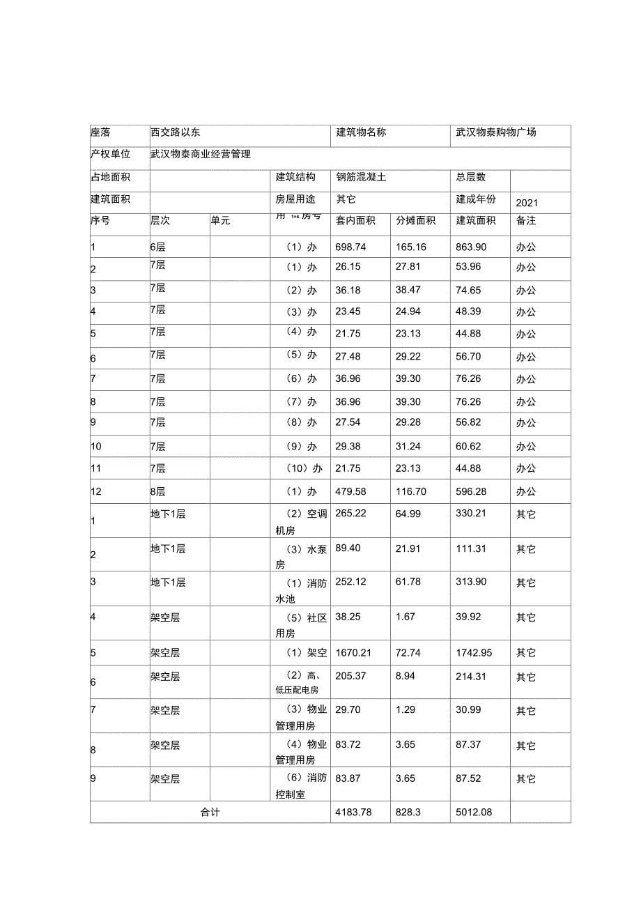 房产面积测算成果表_第5页