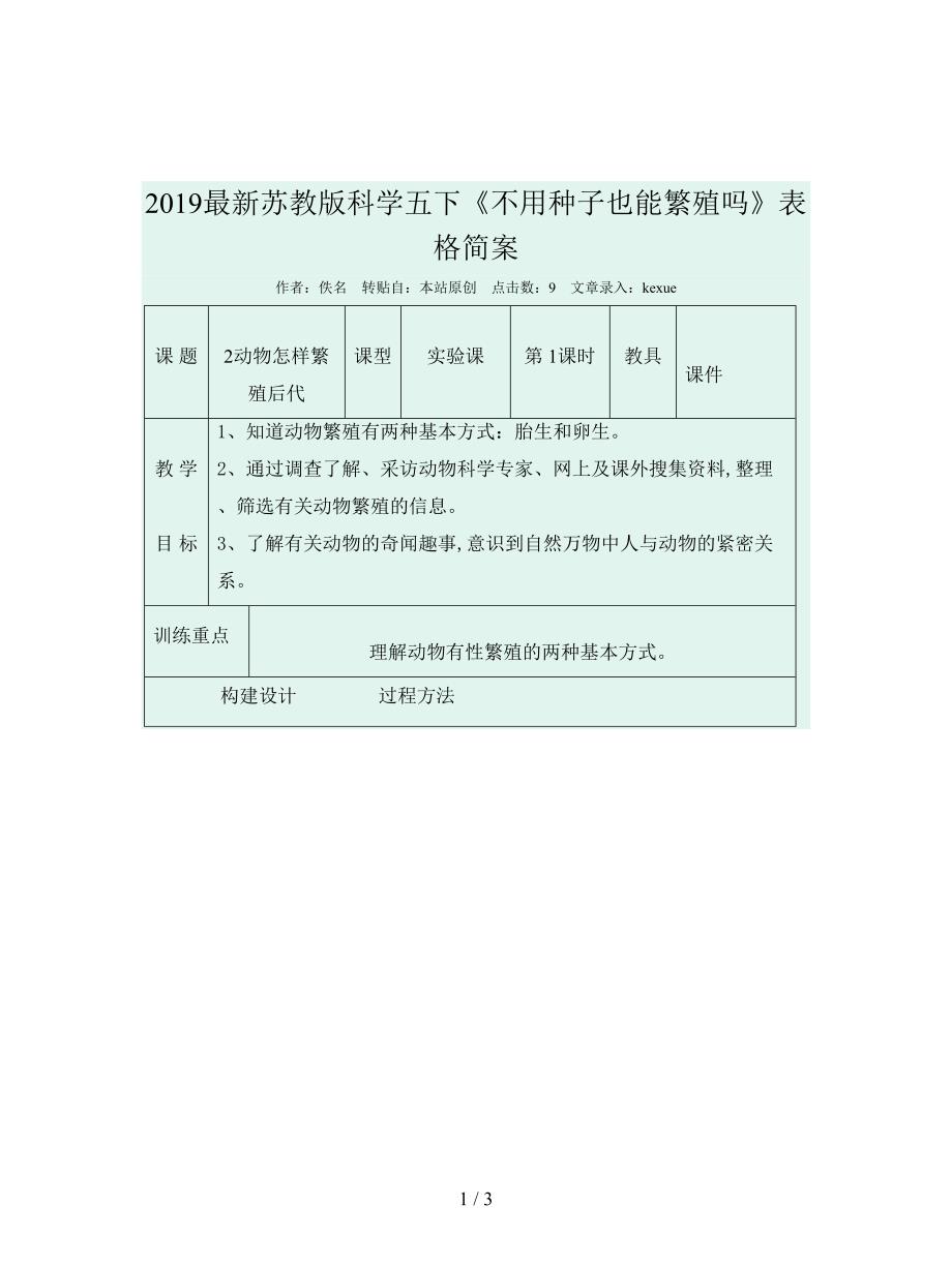 2019最新苏教版科学五下《不用种子也能繁殖吗》表格简案.doc_第1页