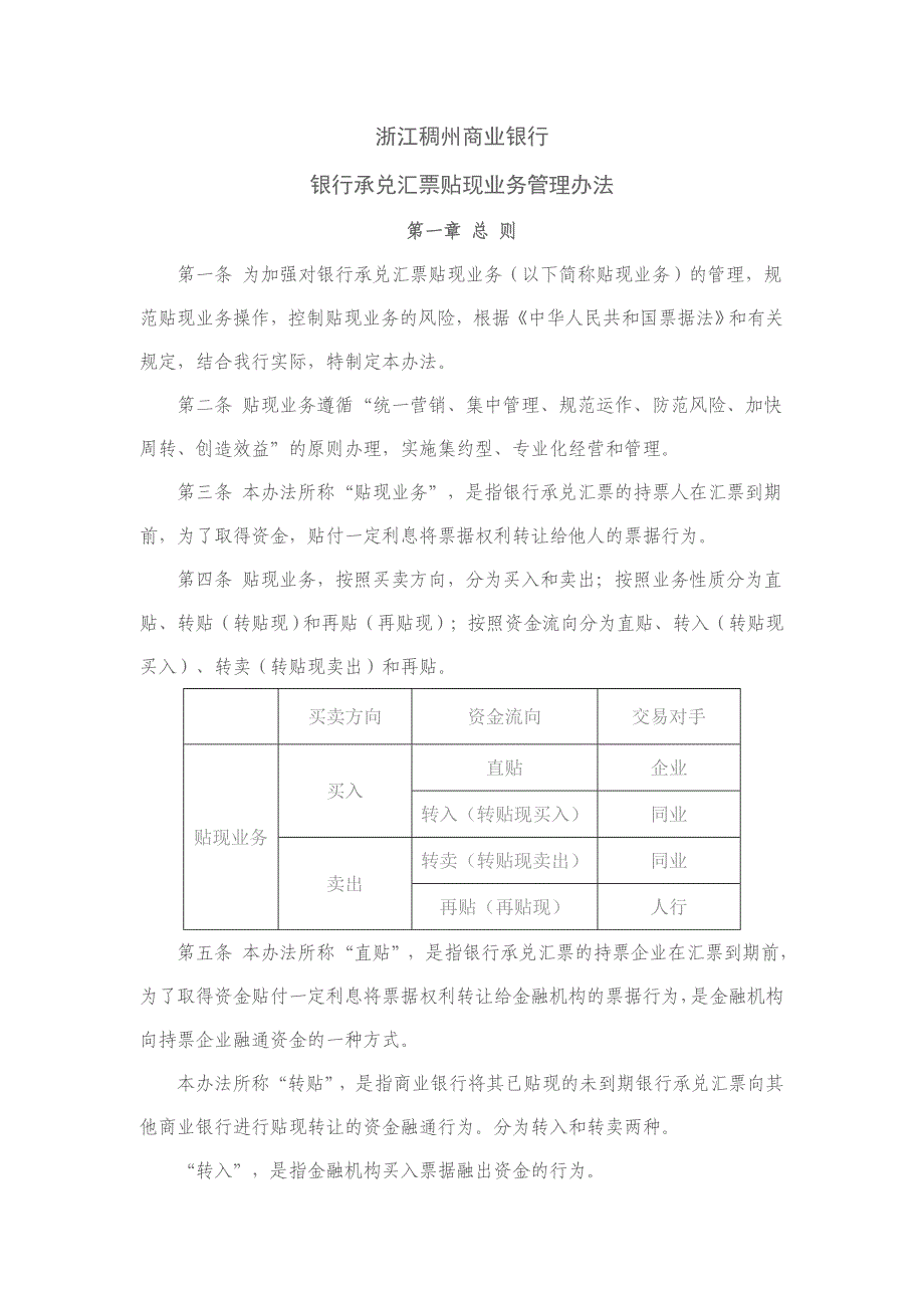 精品资料（2021-2022年收藏）浙江稠州商业银行银行承兑汇票贴现业务管理办法_第1页