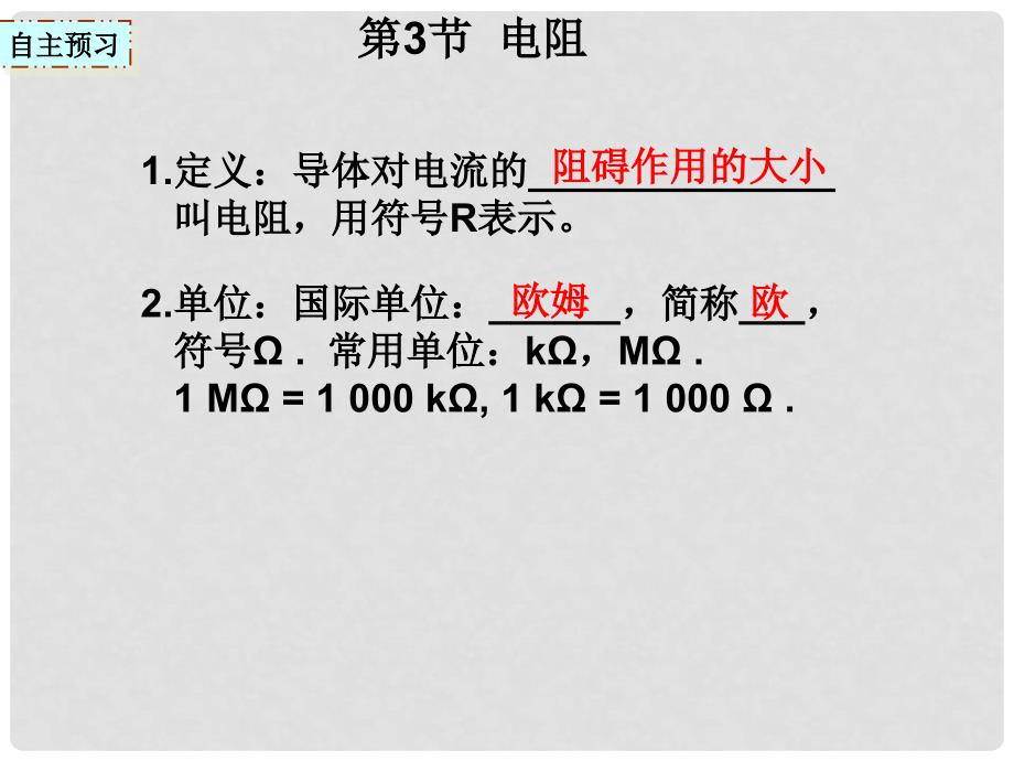 湖南省迎丰镇九年级物理全册 16.3电阻课件 （新版）新人教版_第1页