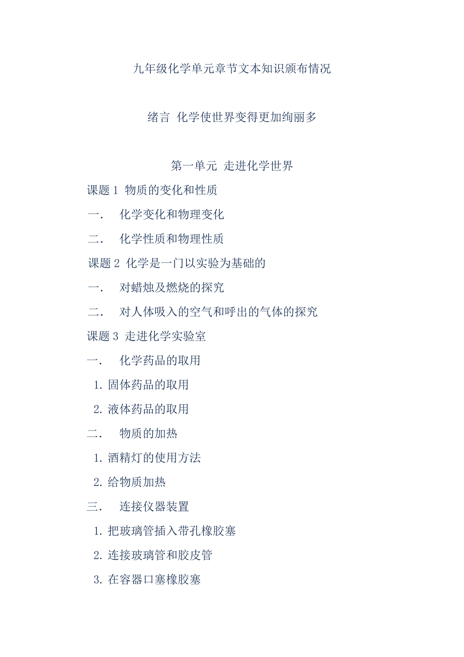 九年级化学单元章节文本知识颁布情况_第1页