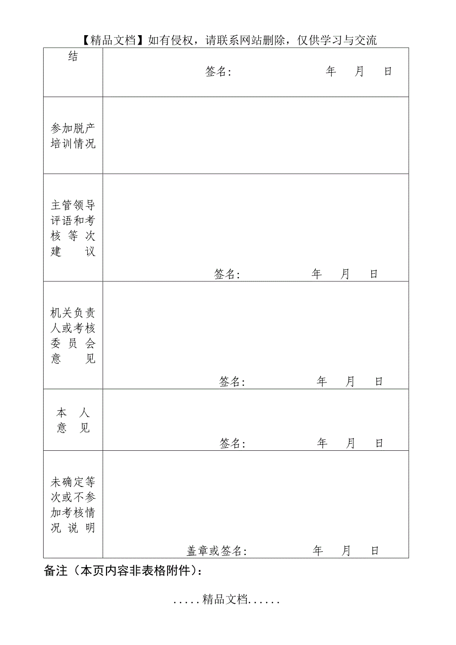 公务员年度考核登记表(样表)_第3页