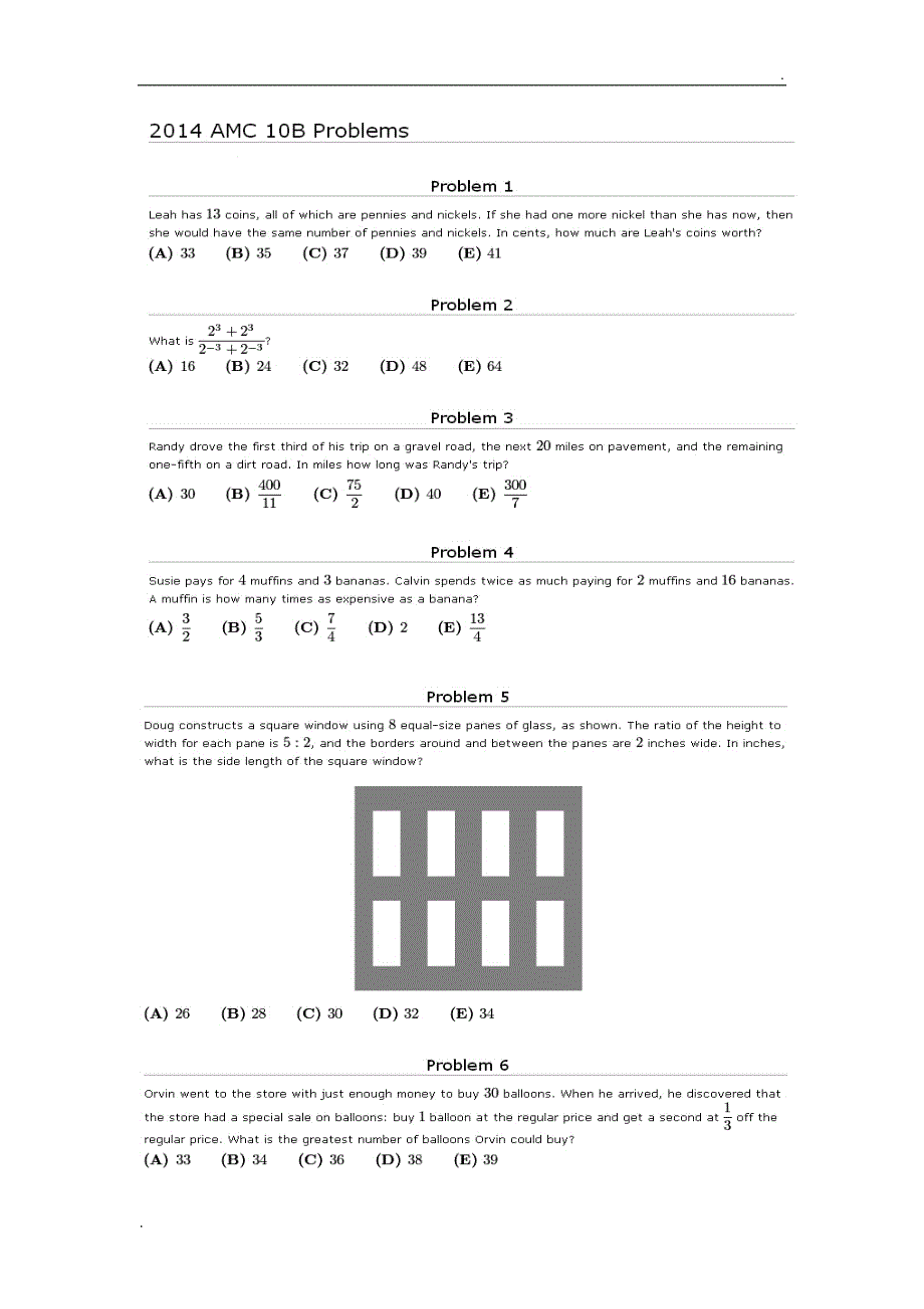 2014美国数学竞赛AMC10A、10B试题及答案_第1页