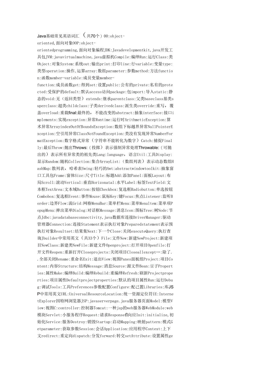 JAVA编程常用英文单词汇总课案_第1页
