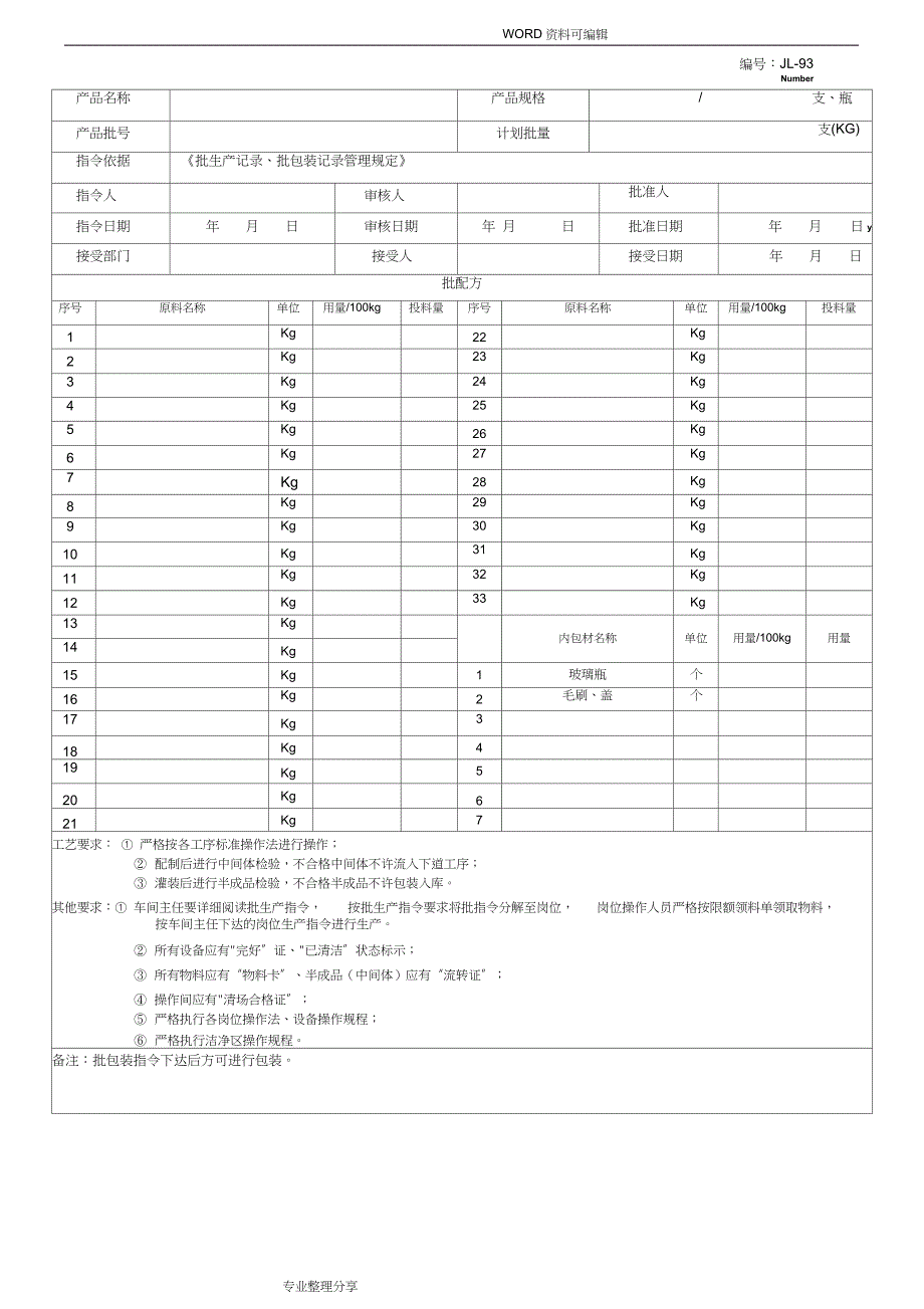 化妆品批生产记录文本（完整版）_第3页