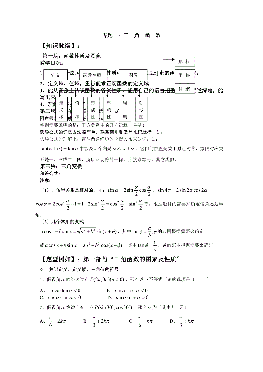 高中数学必修四全册专题复习_第1页