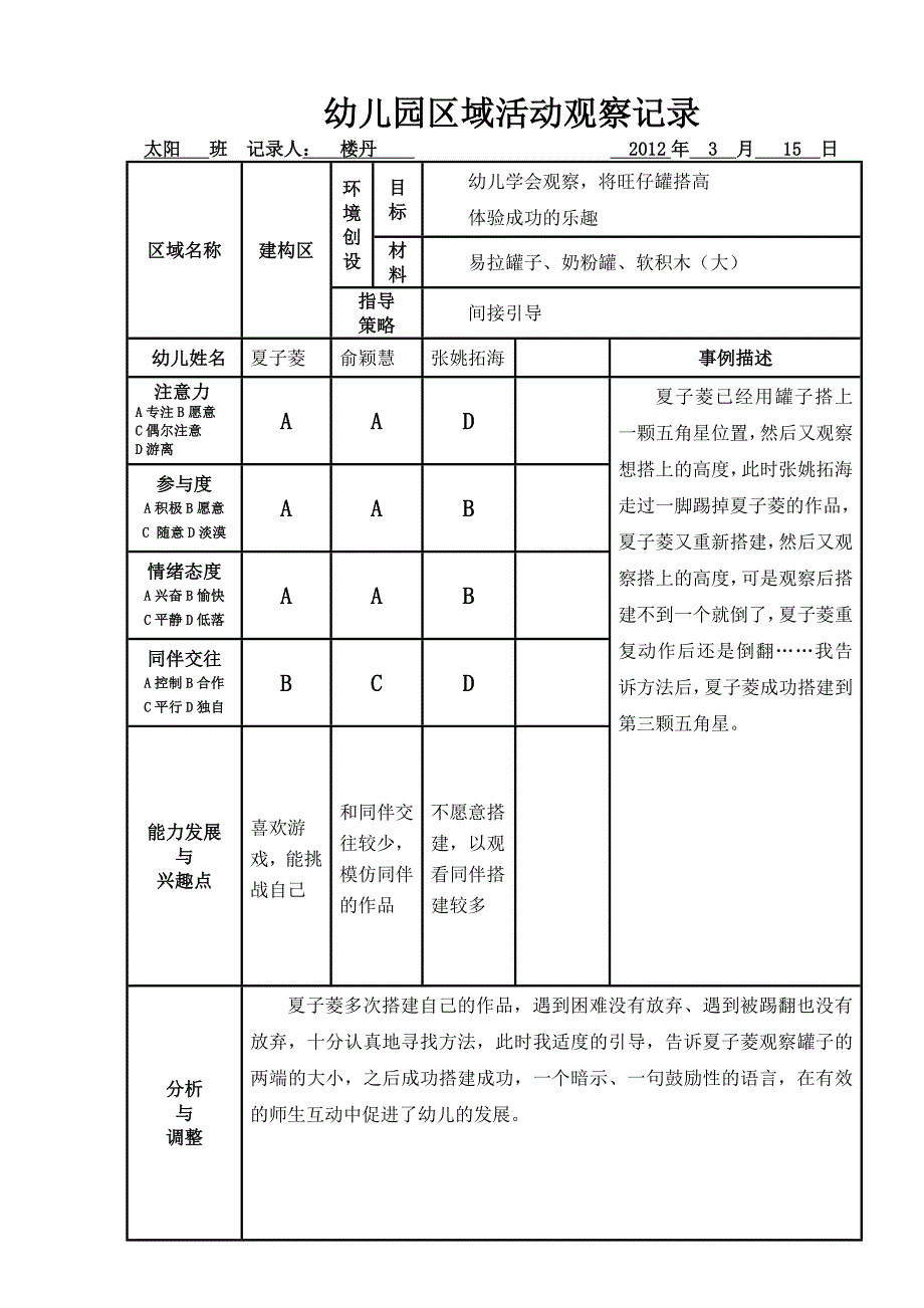 区域活动观察记录表3月_第2页