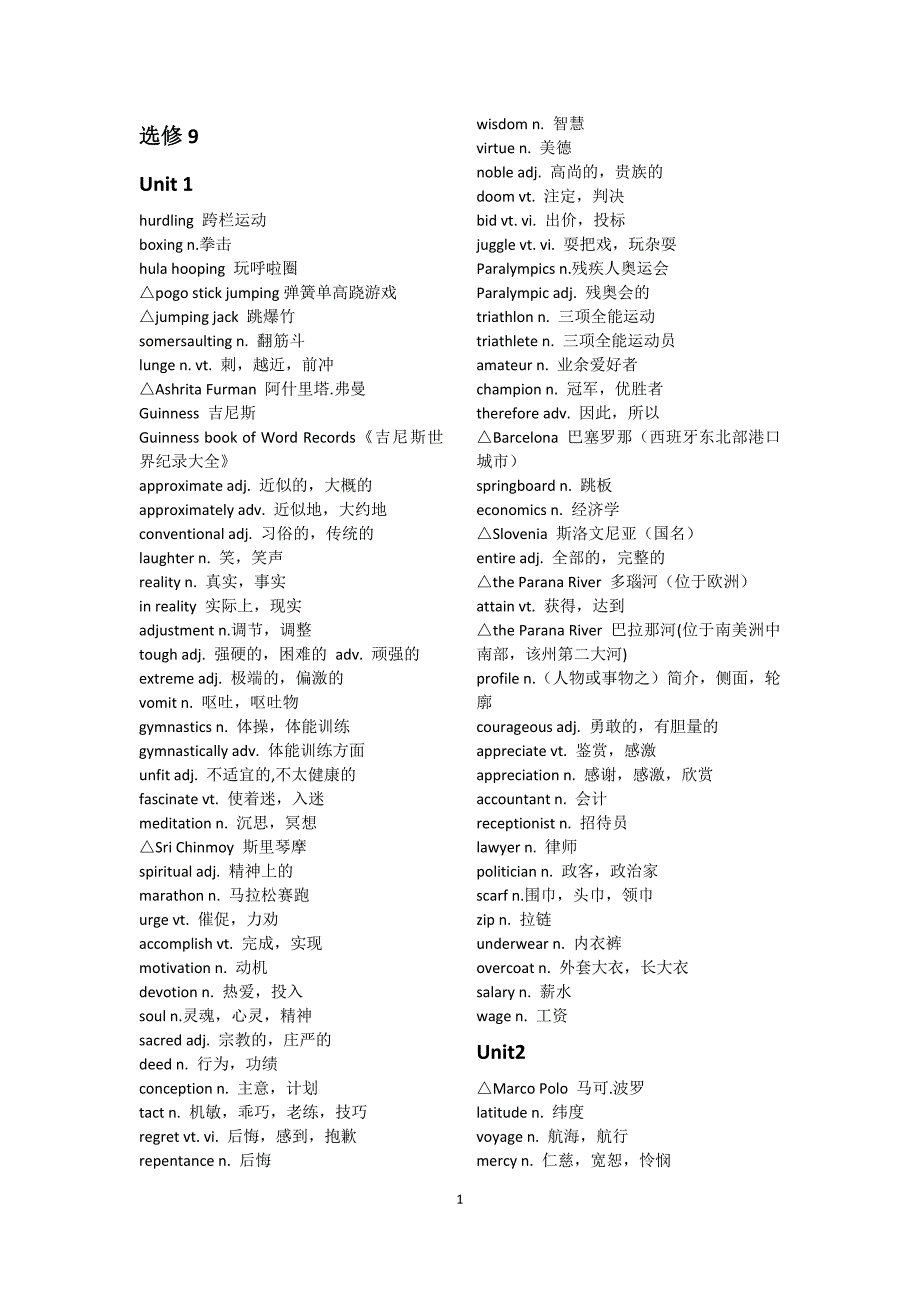 高中英语选修9单词表-人教版.docx_第1页