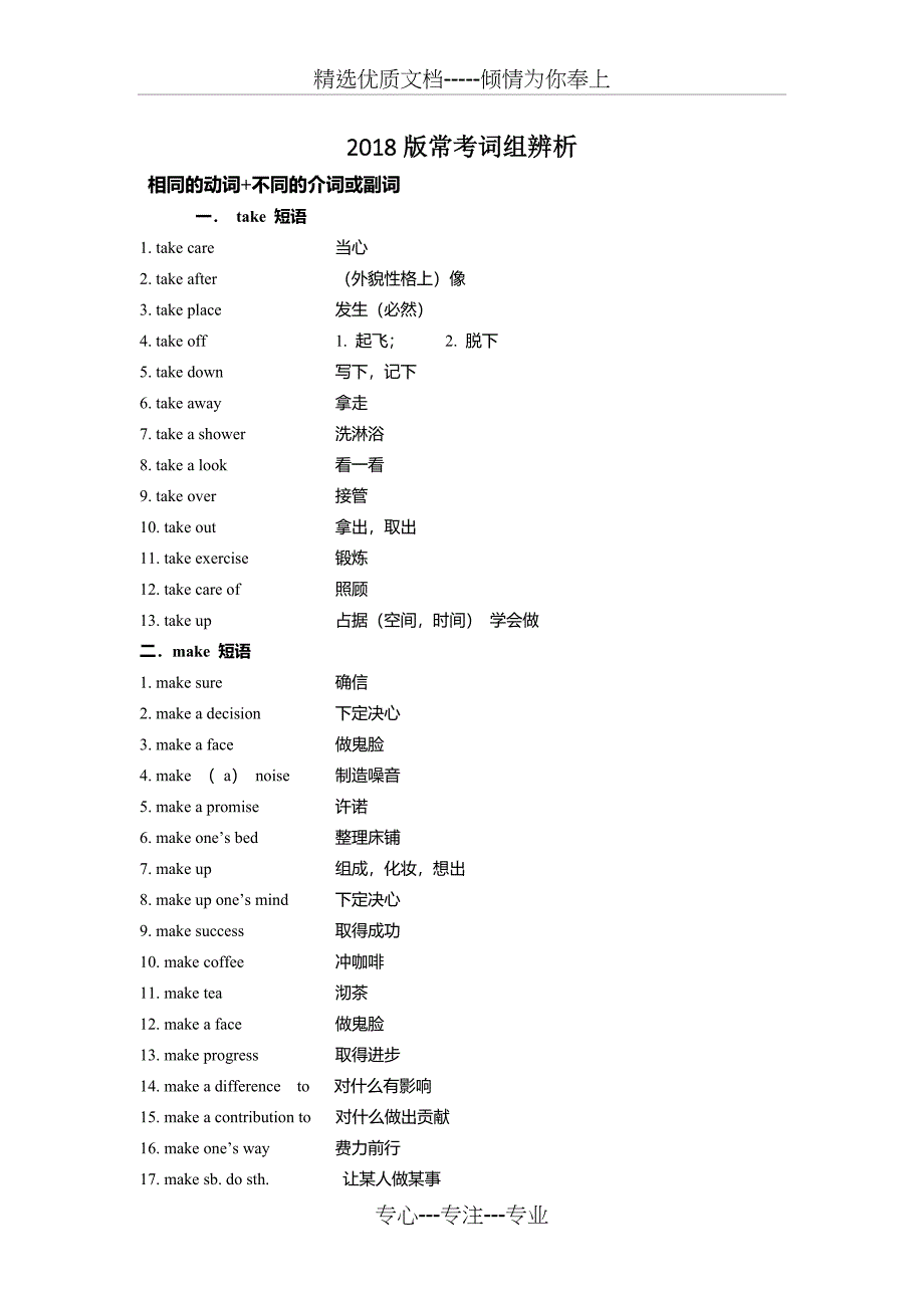 2018版中考词组辨析_第1页