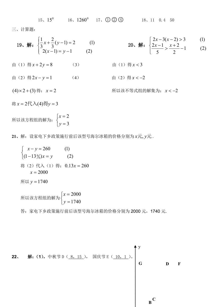 人教版七年级下册数学期末试卷及答案汇编　共8套名师制作精品教学课件_第5页