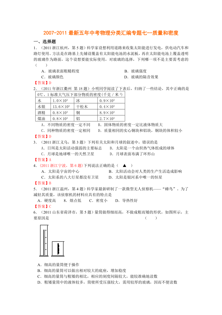 2007-2011最新质量和密度_第1页