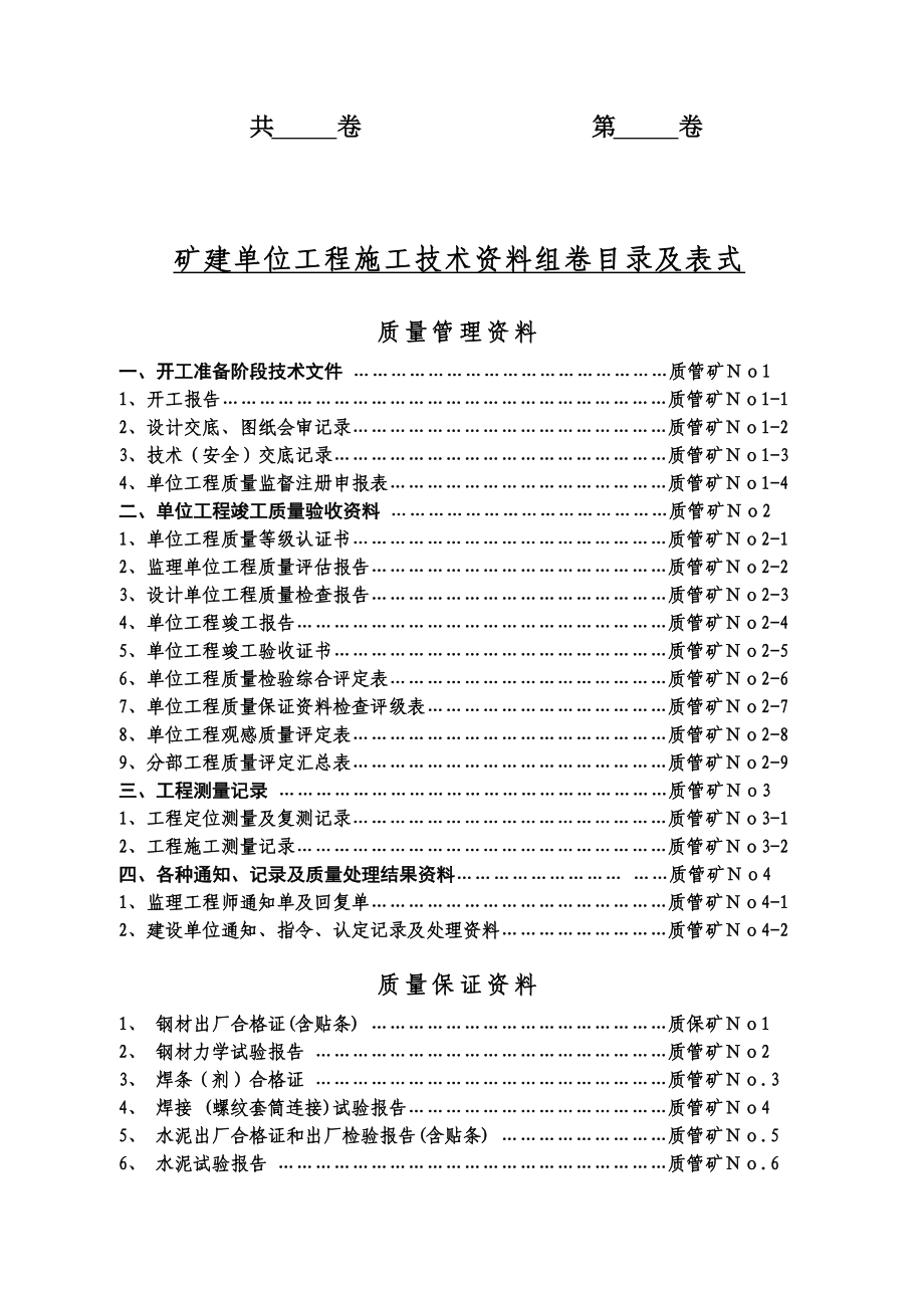 1.矿建单位工程施工技术资料组卷目录及表式[资料]_第2页