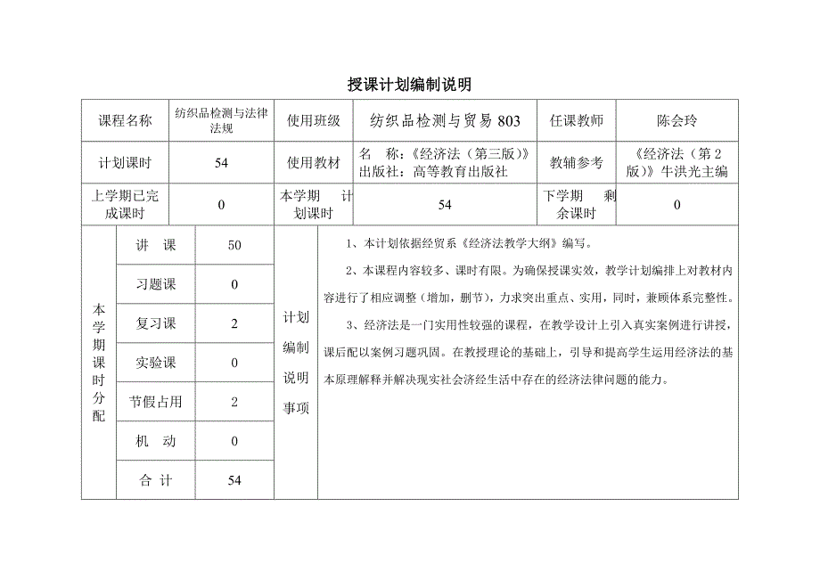 纺织品检测与法律法规受课计划_第2页