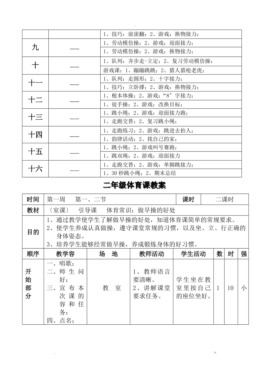 小学二年级上册体育全套的教案_第3页