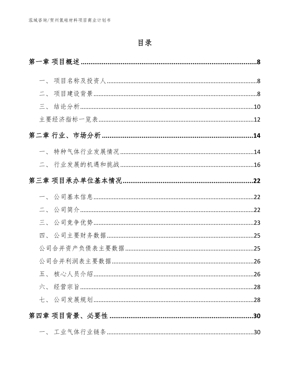 贺州氢硅材料项目商业计划书_第2页