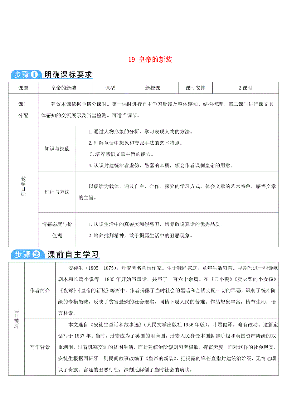 七年级语文上册 第六单元 19 皇帝的新装导学案 新人教版_第1页