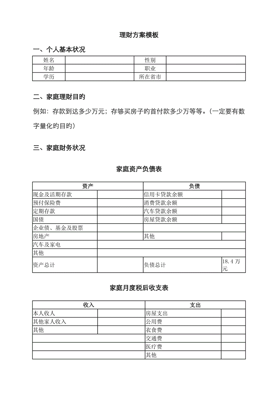 理财方案模板_第1页