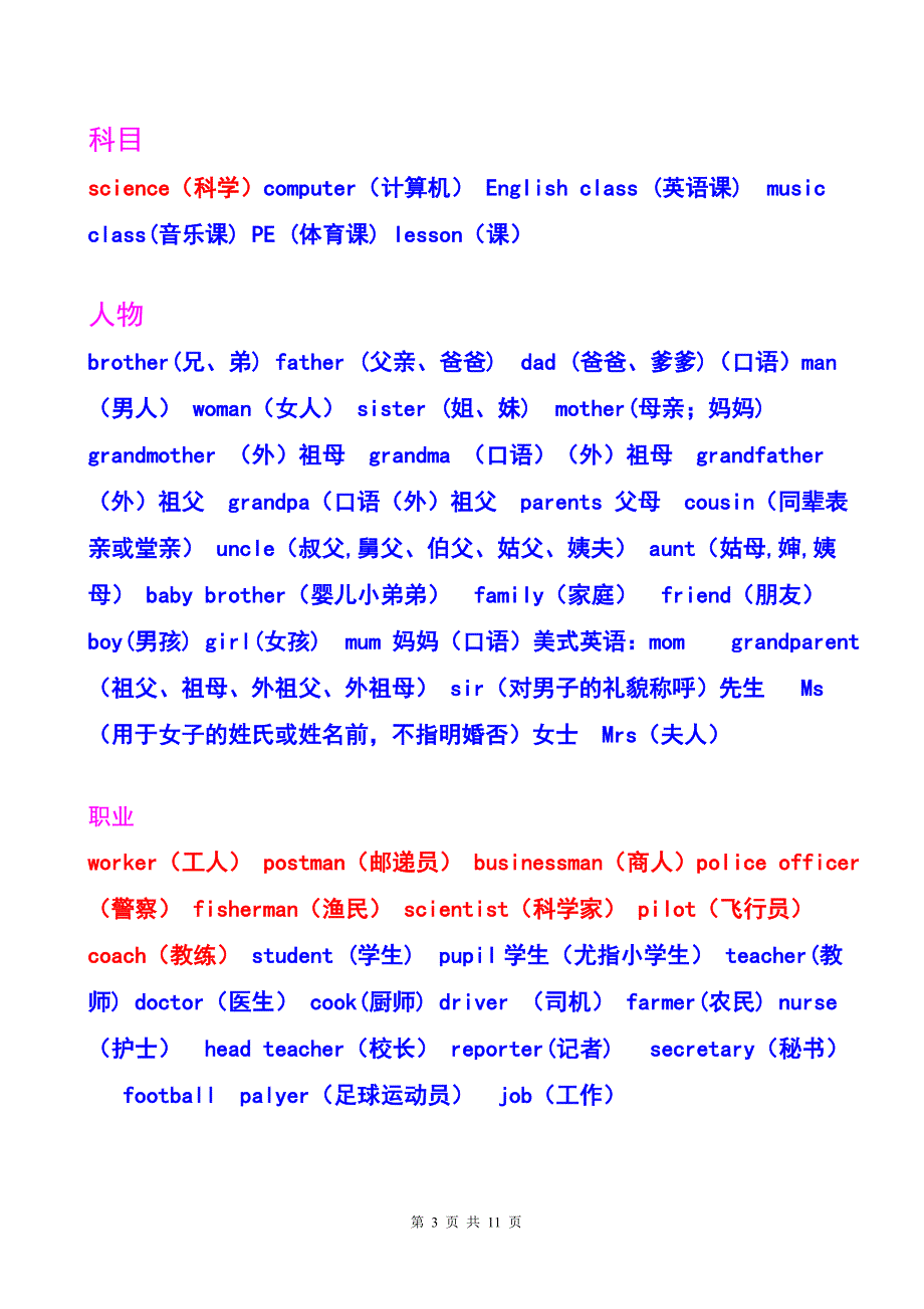 新PEP小学英语三到六年级单词短语分类汇总.doc_第3页