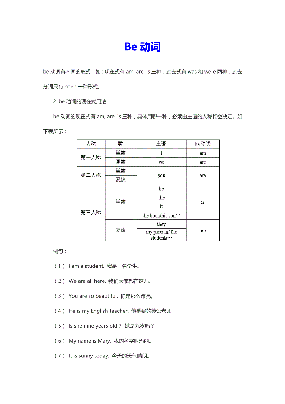 be动词练习题及答案(共4页)_第1页