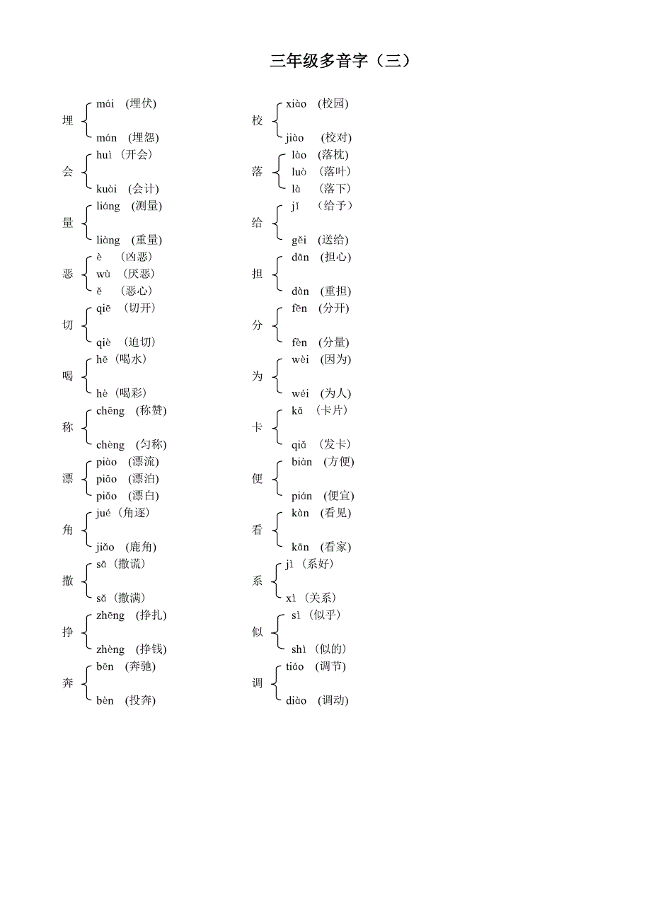 三年级多音字组词(共3页)_第3页