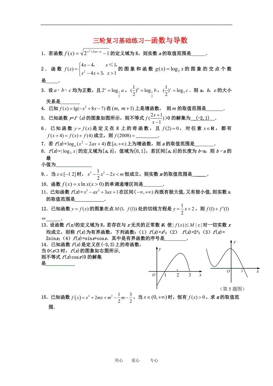 高三三轮复习基础练习函数与导数_第1页