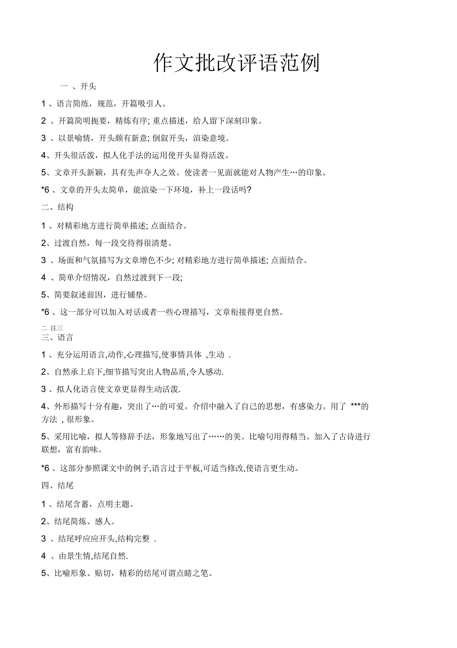 作文批改评语范例资料_第1页