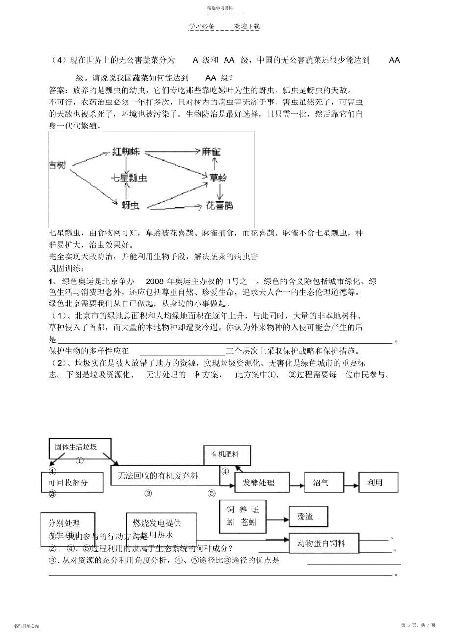 2022年高三生物二轮复习学案生态农业专题苏教版_第5页