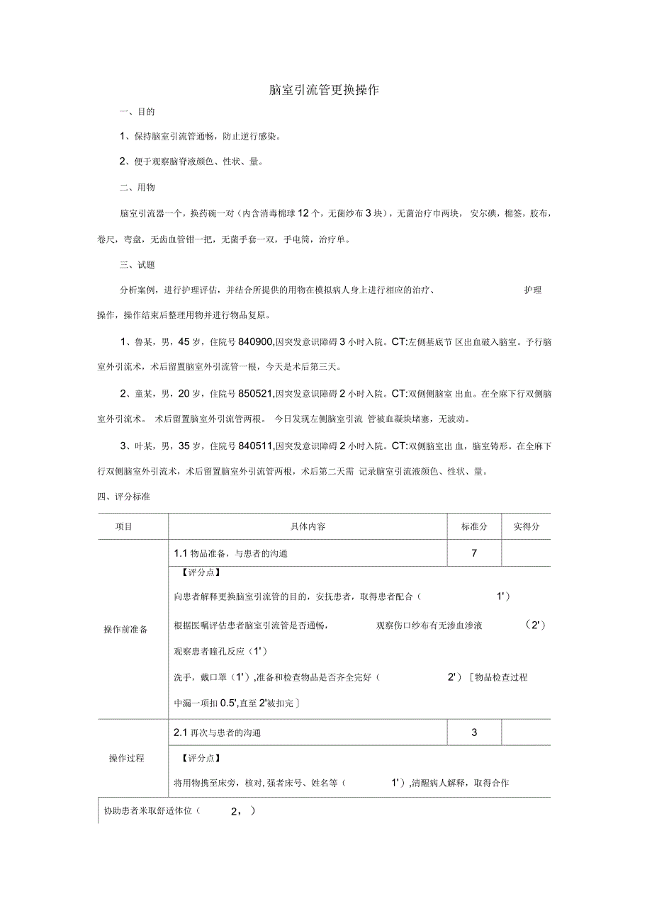 脑室引流管的更换_第1页