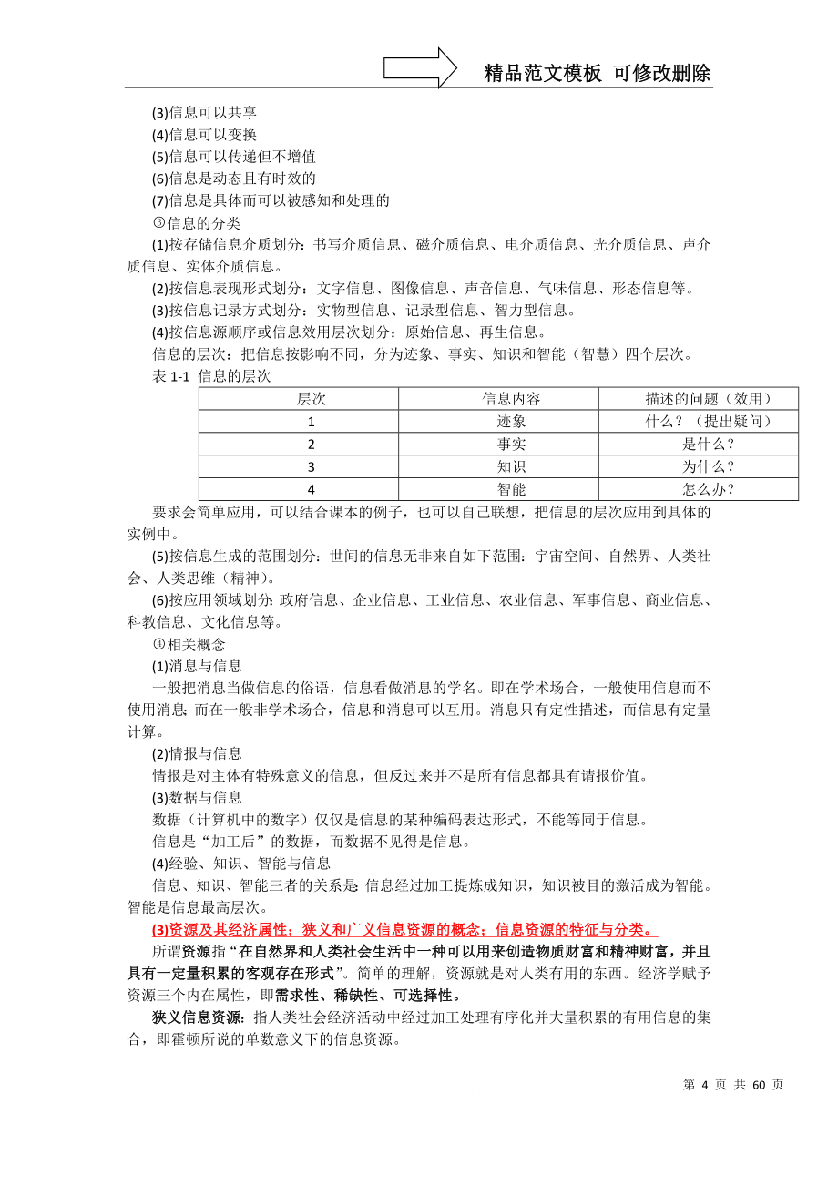 新版自考信息资源管理复习指导提纲_第4页