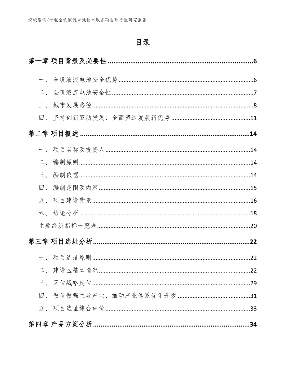 十堰全钒液流电池技术服务项目可行性研究报告（参考范文）_第1页