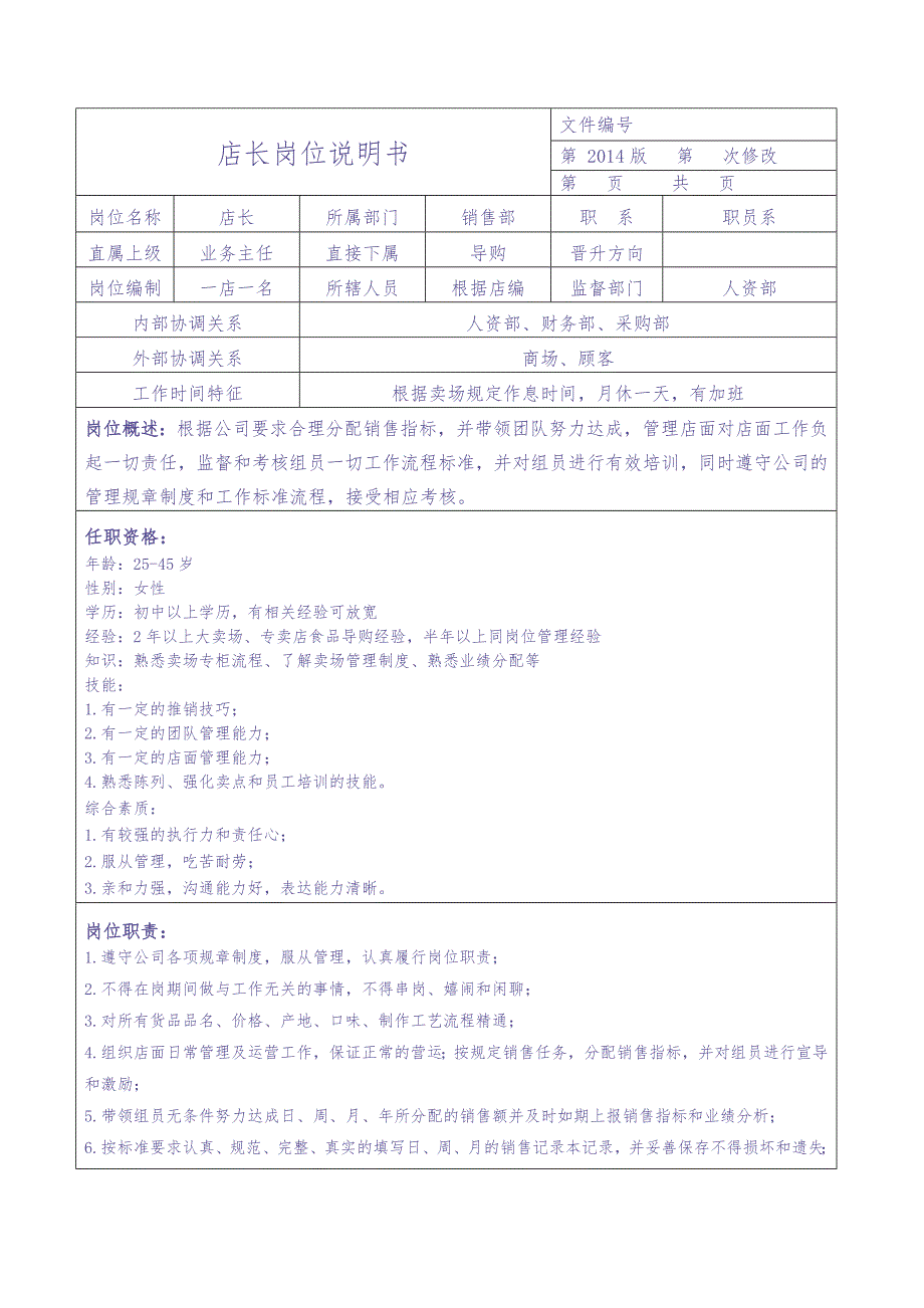 商业零售代理商公司的岗位说明书（天选打工人）.docx_第3页